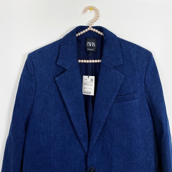 New Zara Oversize Denim Blazer Jacket - Picture 8 of 9